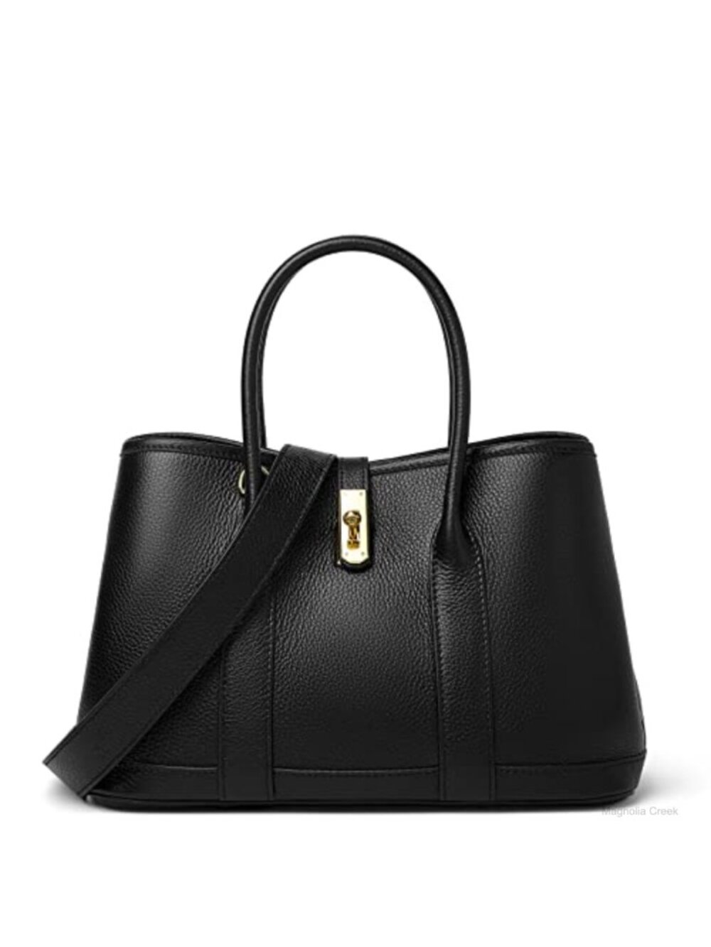 Full Grain Cowhide Pebble Leather Top Handle Satchel Tote Bag